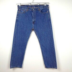 Levi's 505 Straight Leg Jeans Men's Size 42x32 Blue Denim Cotton